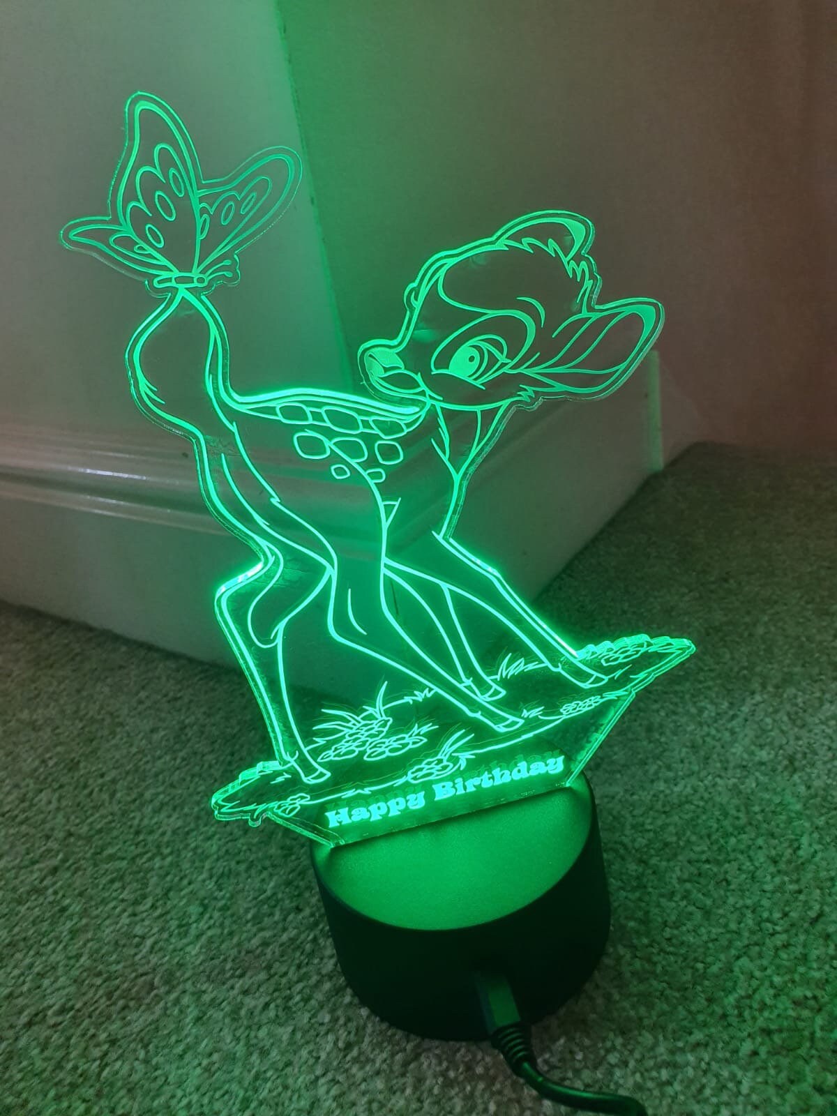 Disney Bambi Personalized 3D Illusion Smart APP Control 3D Illusion Night Light Bluetooth,Music,7&16M Color Mobile App,Made in UK