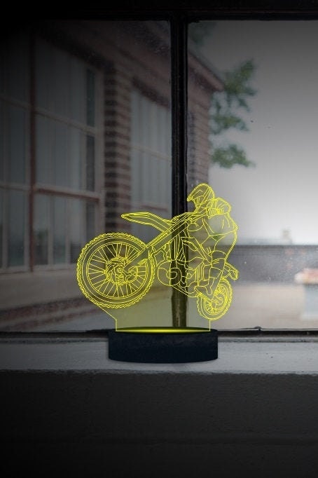 Dirt Bike Motocross 3D Illusion Smart APP Control 3D Illusion Nachtlicht Bluetooth, Musik, 7 & 16M Farbe Mobile App, Hergestellt in Großbritannien
