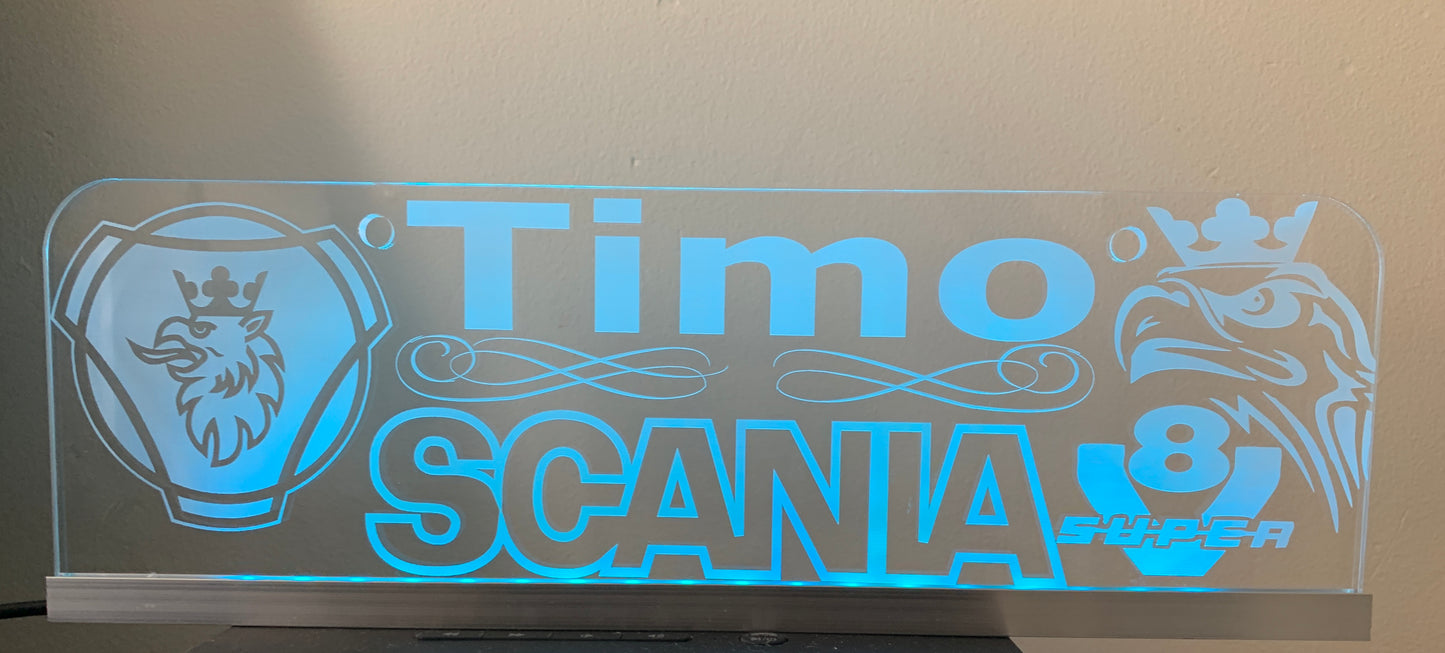 Custom Truck Interior LED Name Plate – Engraved RGB USB Light with App & Remote Control – 12V/24V
