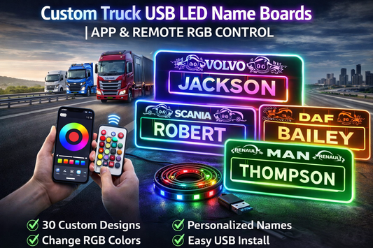 Maßgeschneiderte 12-V-/24-V-LKW-Innenkabine mit graviertem USB-LED-Licht, 7-farbige RGB-Fernbedienung 30 Einzigartiges Design für LKW-USB-Kabel