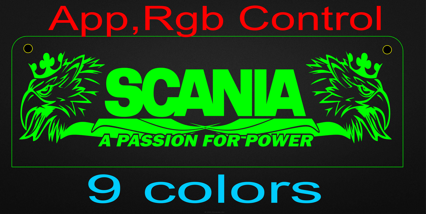 Name Board Truck Interior Engraved Usb App and Remote Control Led Light Red Light 30x10 cm