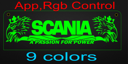 Name Board Truck Interior Engraved Usb App and Remote Control Led Light Red Light 30x10 cm