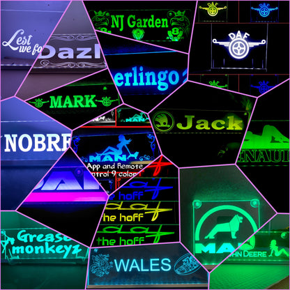 Personalised Truck Interior Engraved USB LED Light 300x100mm – RGB Cabin Light with Remote Control 12V/24V