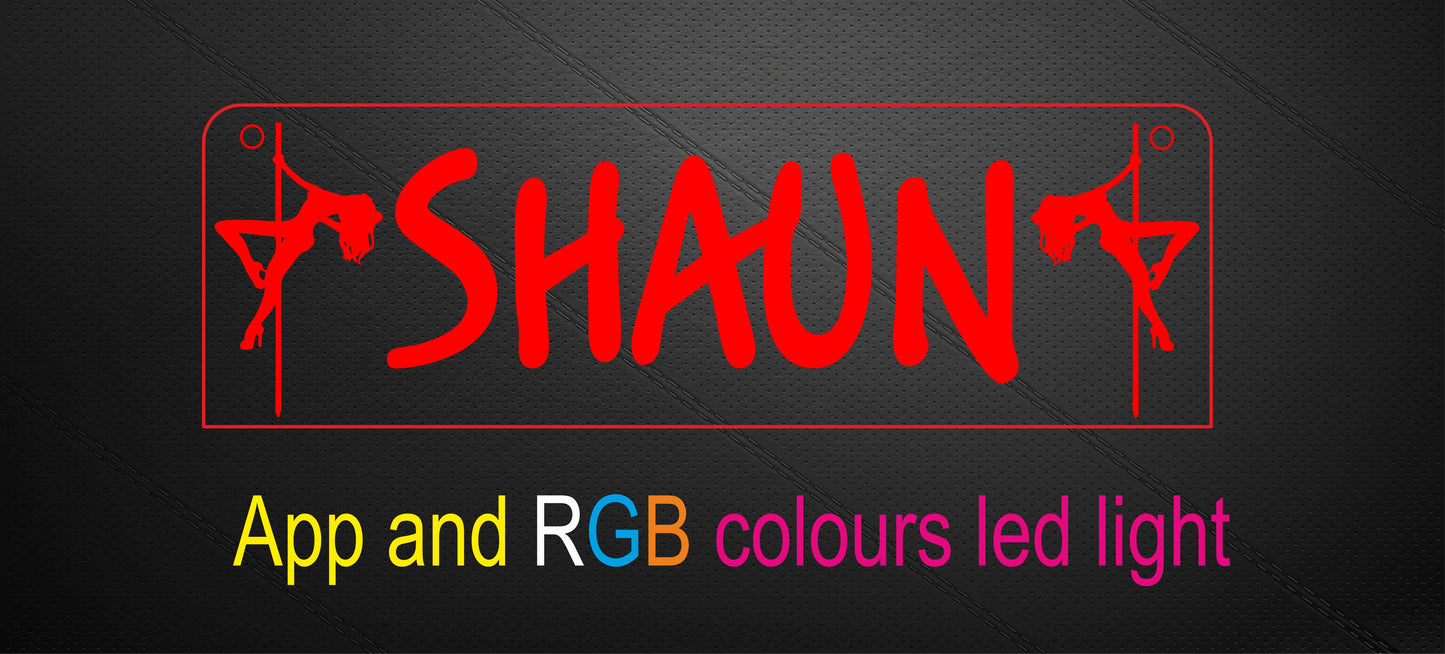 Name Board Truck Interior Engraved Usb App and Remote Control Led Light Red Light 30x10 cm