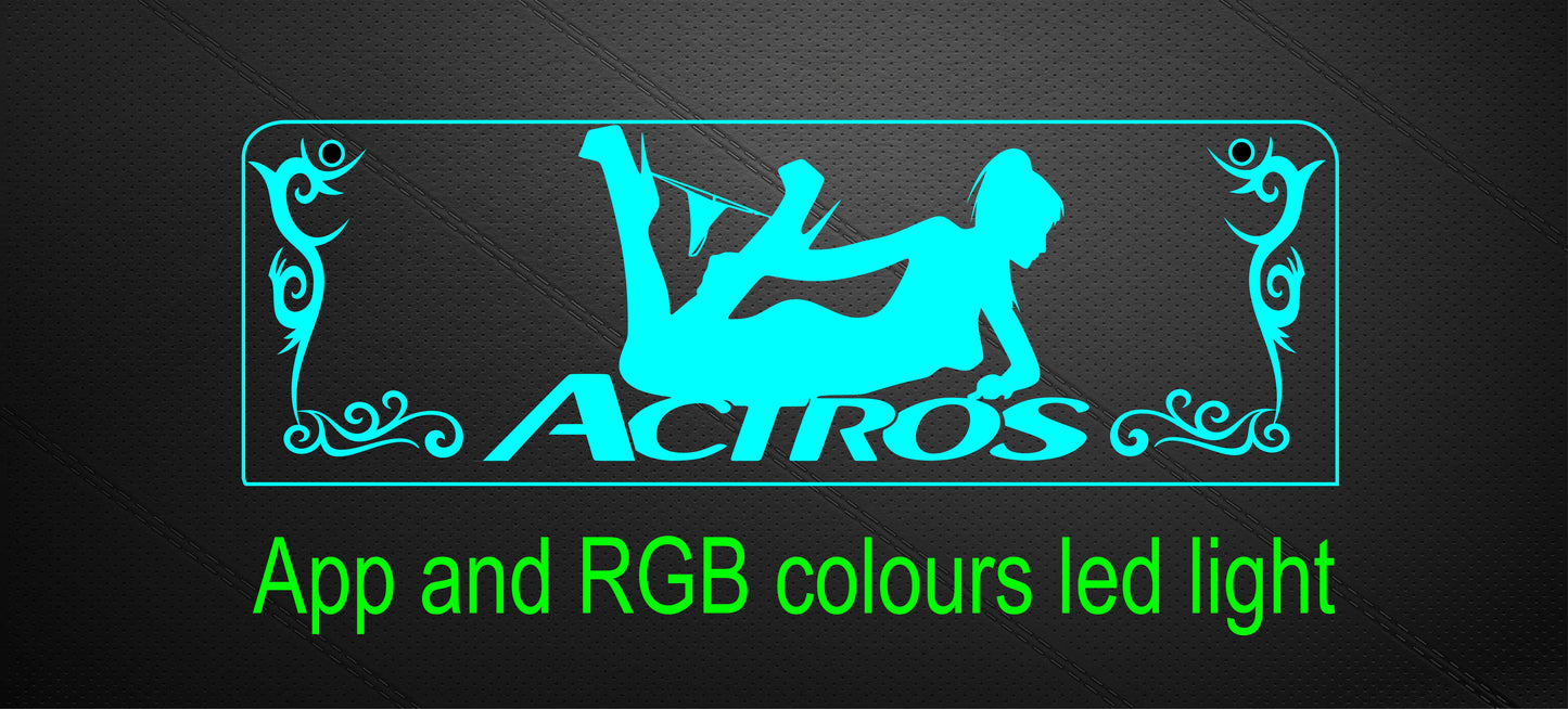 Name Board Truck Interior Engraved Usb App and Remote Control Led Light Red Light 30x10 cm