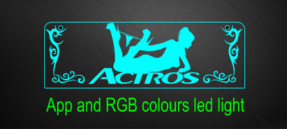 Name Board Truck Interior Engraved Usb App and Remote Control Led Light Red Light 30x10 cm