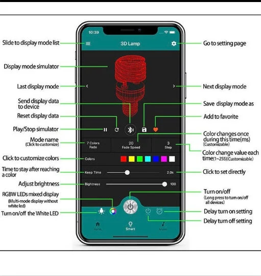 3D-Bluetooth des LKWs, Sensor-Lampensockel APP-Steuerungsfarben, die LED-Lampe ändern, kann personalisiert werden 