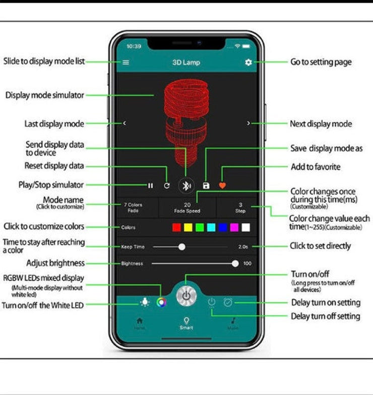 Mustang GT,Personalisierte 3D-Illusion Smart APP-Steuerung 3D-Illusion-Nachtlicht Bluetooth,Musik,7&amp;16M Color Mobile App,Hergestellt in Großbritannien