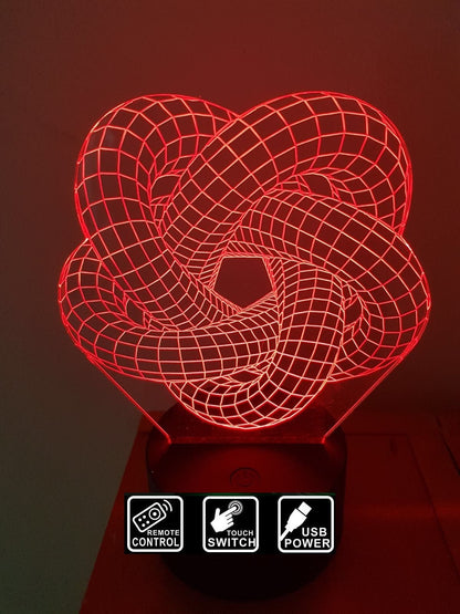 Torus knot5,Smart APP Control 3D Illusion Night Light Bluetooth,Music,7&16M Color Mobile App,Can be personalised