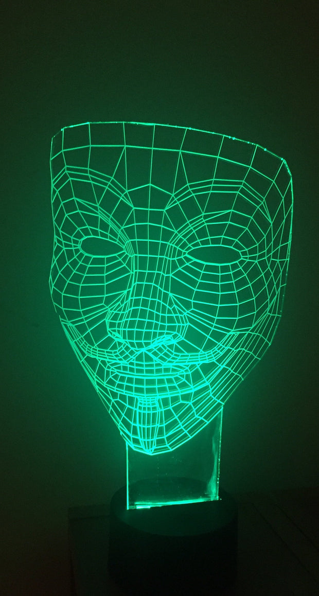 Anonymous LED Mask Personalized 3D Illusion Smart APP Control 3D Illusion Night Light Bluetooth,Music,7&16M Color Mobile App,Made in UK