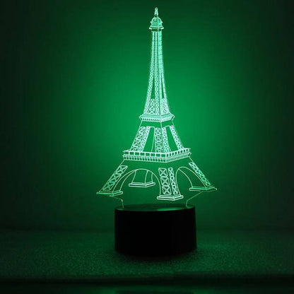 Eiffel Tower Night Lamp Personalized 3D Illusion Smart APP Control 3D Illusion Night Light Bluetooth,Music,7&16M Color Mobile App