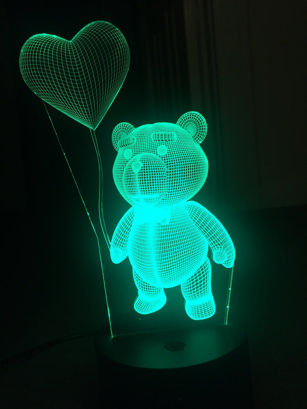 Teddy Bear with balloon,Smart APP Control 3D Illusion Night Light Bluetooth,Music,7&16M Color Mobile App,Can be personalised