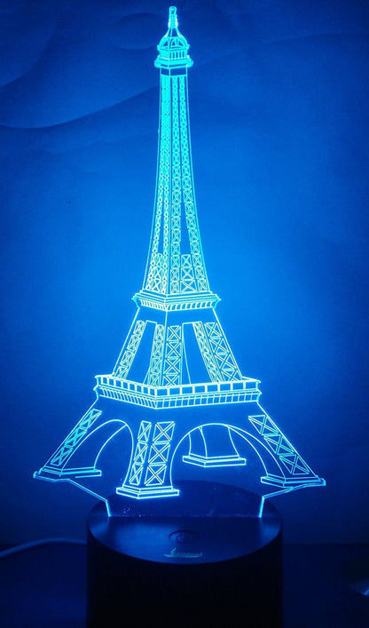 Eiffel Tower Night Lamp Personalized 3D Illusion Smart APP Control 3D Illusion Night Light Bluetooth,Music,7&16M Color Mobile App