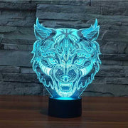 Wolf head,Personalized 3D Illusion Smart APP Control 3D Illusion Night Light Bluetooth,Music,7&16M Color Mobile App