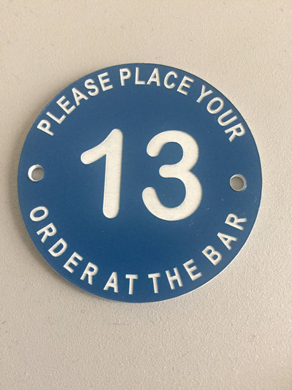 10 X Engraved, Please Place your order 60 mm,Table Numbers, Hotels, Restaurants, Pubs, Clubs