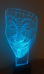 Anonymous LED Mask Personalized 3D Illusion Smart APP Control 3D Illusion Night Light Bluetooth,Music,7&16M Color Mobile App,Made in UK