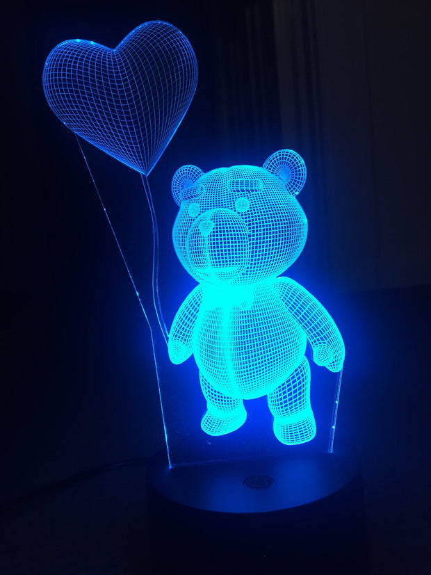 Teddy Bear with balloon,Smart APP Control 3D Illusion Night Light Bluetooth,Music,7&16M Color Mobile App,Can be personalised