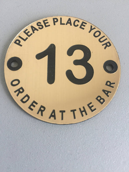 10 X Engraved, Please Place your order 60 mm,Table Numbers, Hotels, Restaurants, Pubs, Clubs