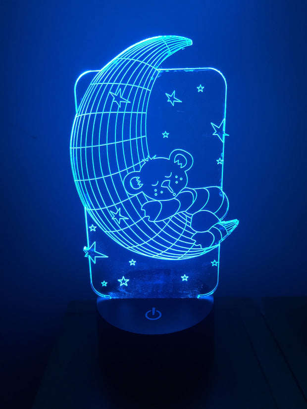 Bear on the moon 3D Illusion ,Personalized 3D Illusion Smart APP Control 3D Illusion Night Light Bluetooth,Music,7&16M Color Mobile App