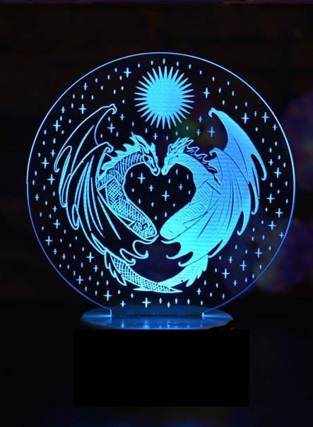 Dragons Personalized 3D Illusion Smart APP Control 3D Illusion Night Light Bluetooth,Music,7&16M Color Mobile App,made in UK