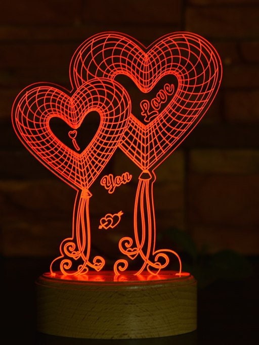 Hearts 3D Illusion Smart APP Control 3D Illusion Night Light Bluetooth,Music,7&16M Color Mobile App,Made in UK