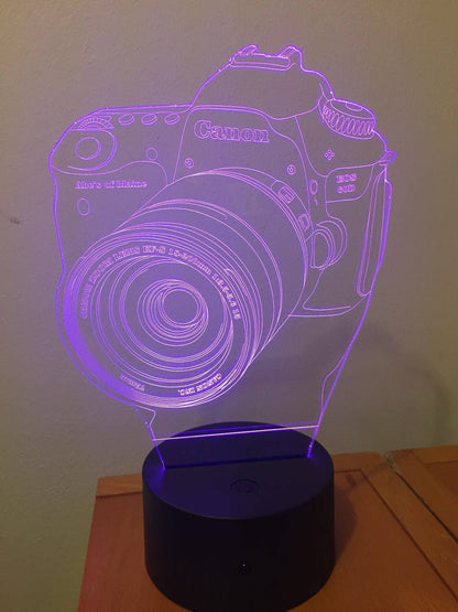 Canon Camera Lamp Personalized 3D Illusion Smart APP Control 3D Illusion Night Light Bluetooth,Music,7&16M Color Mobile App Handmade in UK