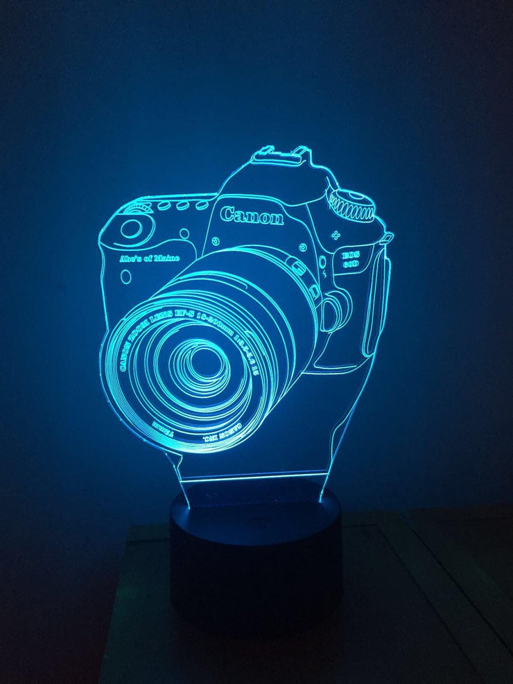 Canon Camera Lamp Personalized 3D Illusion Smart APP Control 3D Illusion Night Light Bluetooth,Music,7&16M Color Mobile App Handmade in UK