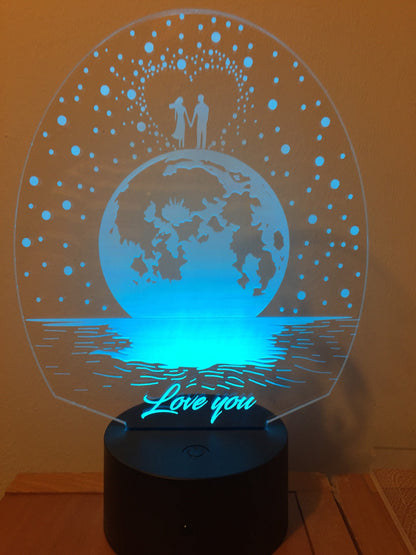 Love you Personalized 3D Illusion Smart APP Control 3D Illusion Night Light Bluetooth,Music,7&16M Color Mobile App