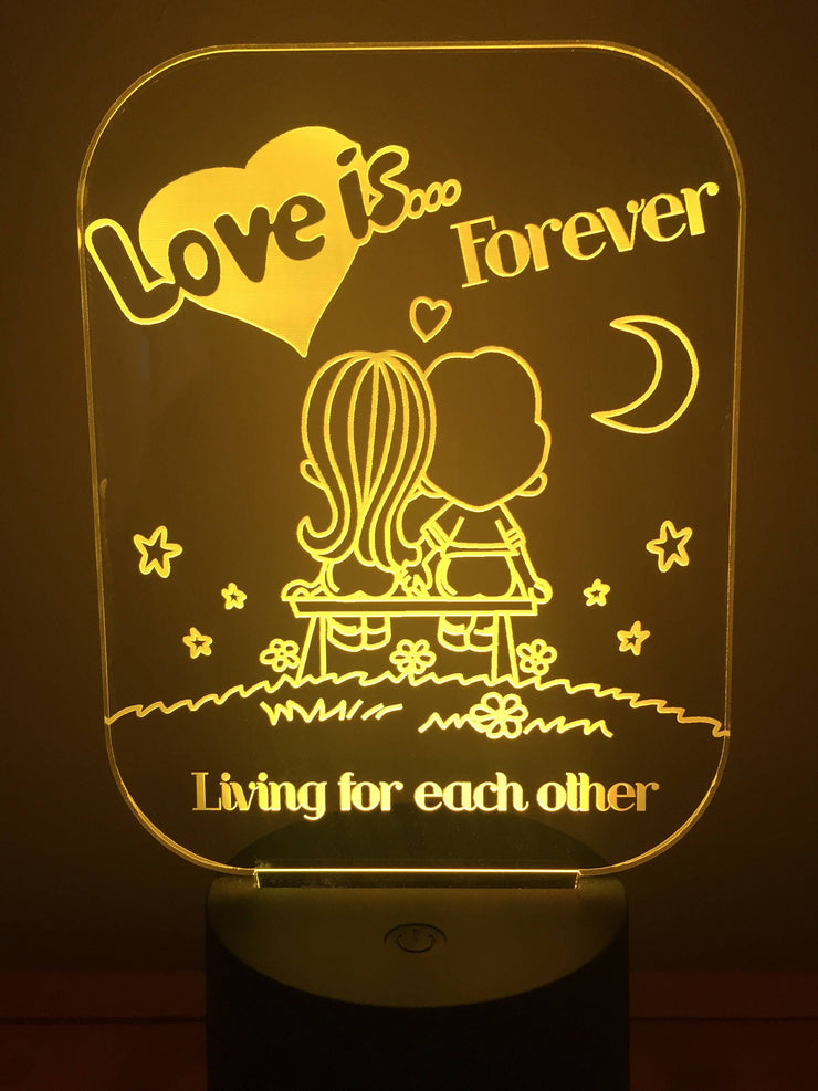 Love is Forever Personalized 3D Illusion Smart APP Control 3D Illusion Night Light Bluetooth,Music,7&16M Color Mobile App,Made in UK