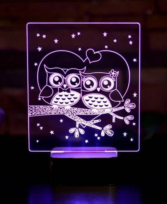 Cute Big Eyes Owls Personalized 3D Illusion Smart APP Control 3D Illusion Night Light Bluetooth,Music,7&16M Color Mobile App,Made in UK