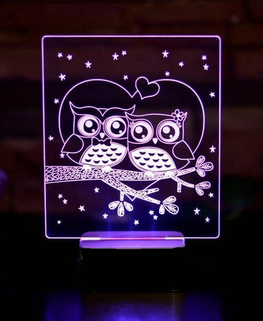 Cute Big Eyes Owls Personalized 3D Illusion Smart APP Control 3D Illusion Night Light Bluetooth,Music,7&16M Color Mobile App,Made in UK