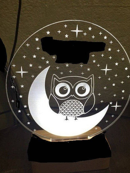 Cute Owl on the Moon  3D Illusion Smart APP Control 3D Illusion Night Light Bluetooth,Music,7&16M Color Mobile App,Made in UK