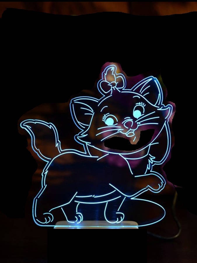 Cute Cat Personalized 3D Illusion Smart APP Control 3D Illusion Night Light Bluetooth,Music,7&16M Color Mobile App,Made in UK