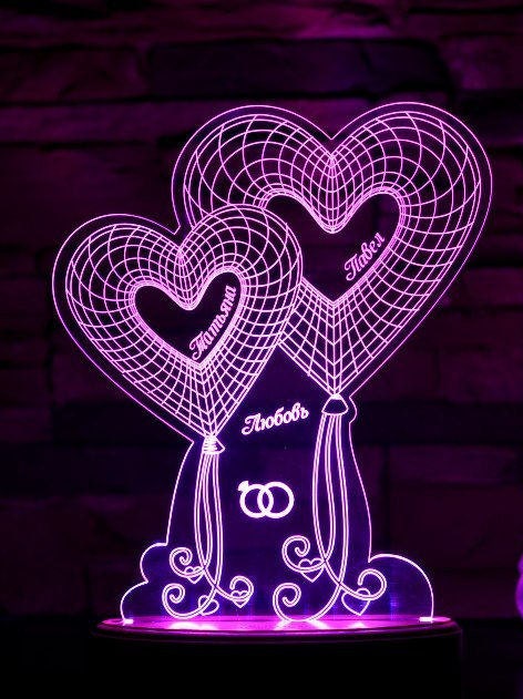 Hearts 3D Illusion Smart APP Control 3D Illusion Night Light Bluetooth,Music,7&16M Color Mobile App,Made in UK