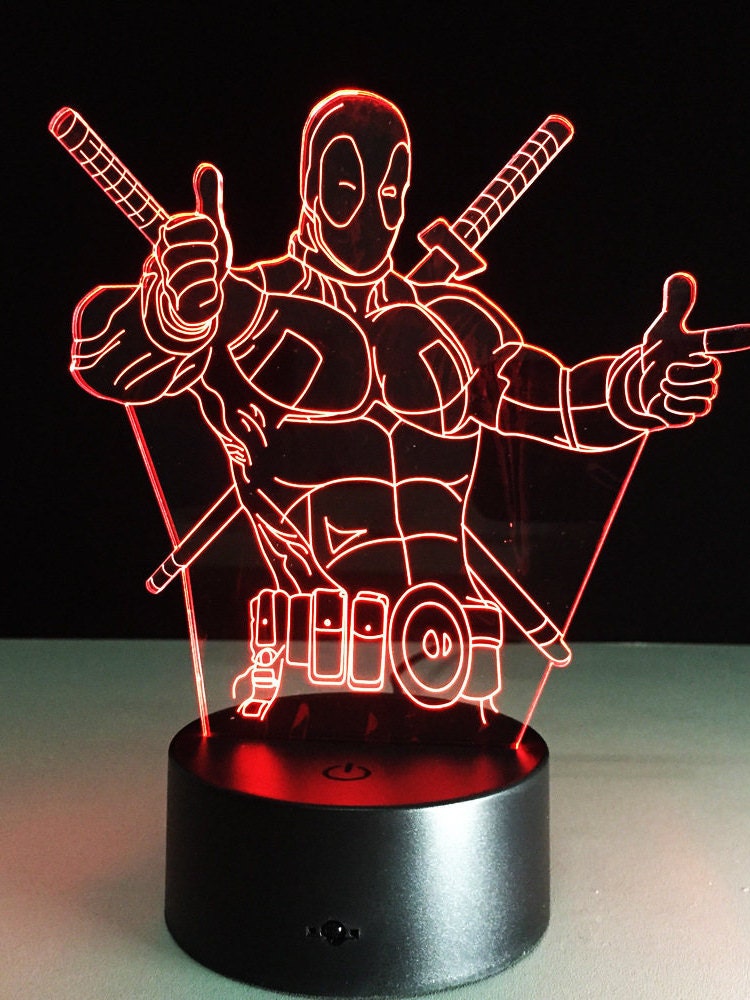 Deadpool, 3D Illusion Smart APP Control 3D Illusion Night Light Bluetooth,Music,7&16M Color Mobile App,Made in UK