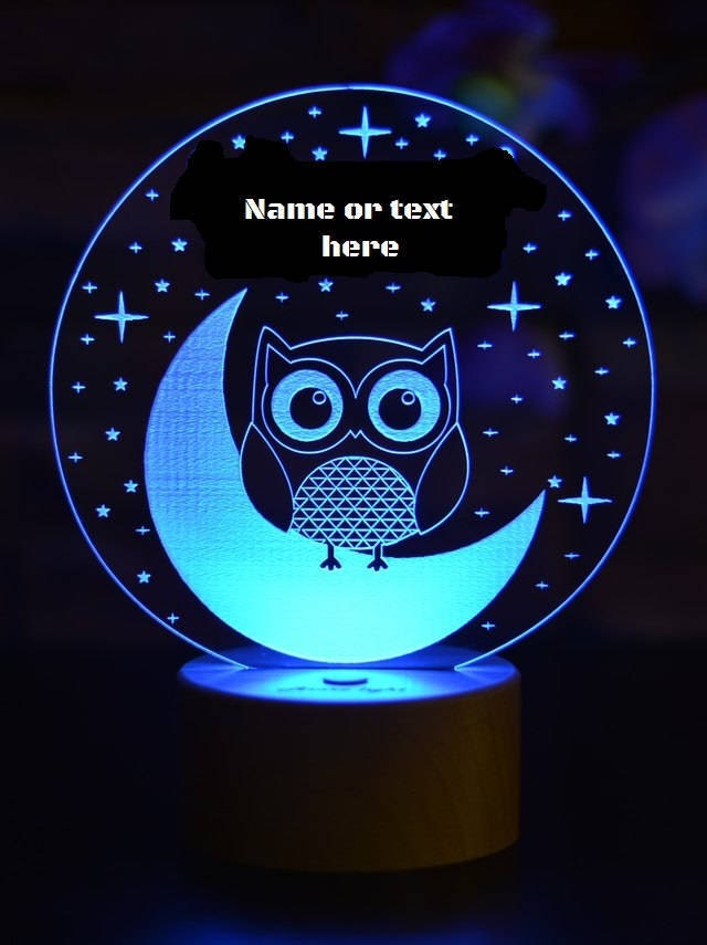 Owl on the moon,3D Illusion Smart APP Control 3D Illusion Night Light Bluetooth,Music,7&16M Color Mobile App,Made in UK