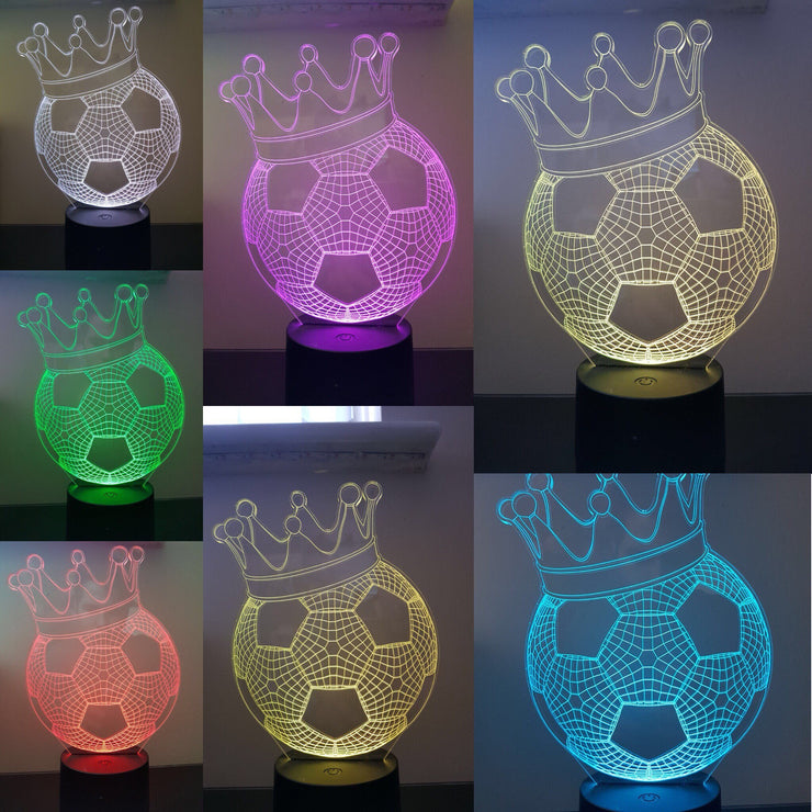 Soccer ball with crown 3D Illusion Smart APP Control 3D Illusion Night Light Bluetooth,Music,7&16M Color Mobile App,Made in UK