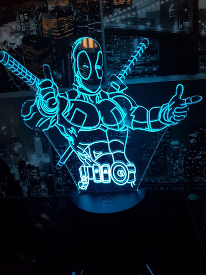 Deadpool,All occasion gift,Smart APP Control 3D Illusion Night Light Bluetooth,Music,7&16M Color Mobile App,Can be personalised