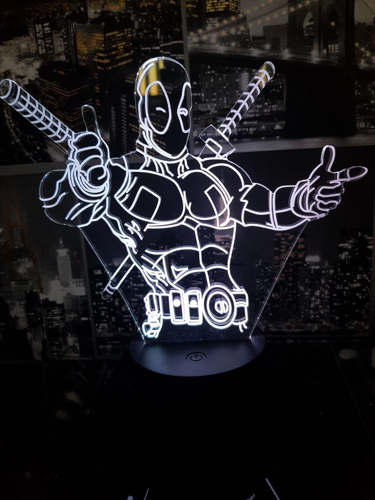 Deadpool,All occasion gift,Smart APP Control 3D Illusion Night Light Bluetooth,Music,7&16M Color Mobile App,Can be personalised