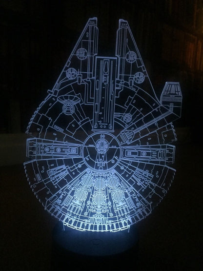 Millennium Falcon  3D Illusion Smart APP Control 3D Illusion Night Light Bluetooth,Music,7&16M Color Mobile App,Made in UK