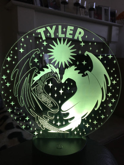 Dragons Personalized 3D Illusion Smart APP Control 3D Illusion Night Light Bluetooth,Music,7&16M Color Mobile App,made in UK