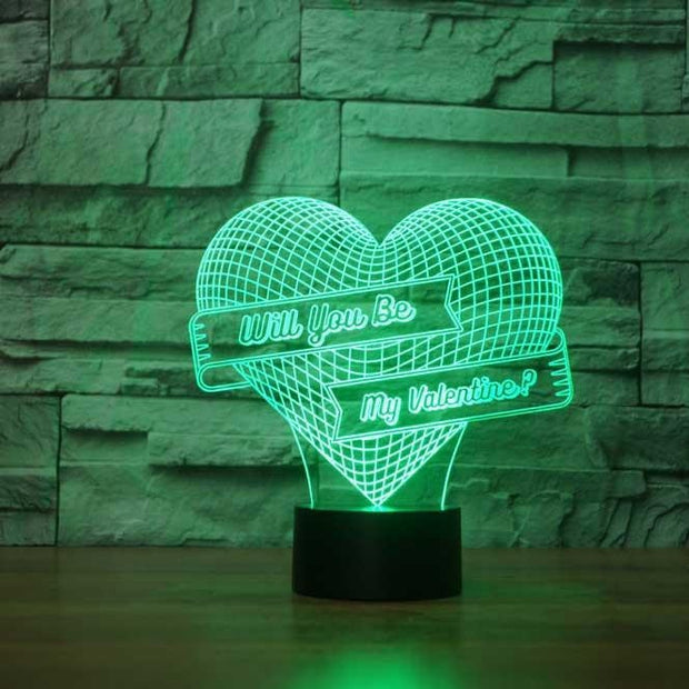 Will you be My, 3D Illusion Smart APP Control 3D Illusion Night Light Bluetooth,Music,7&16M Color Mobile App,Made in UK