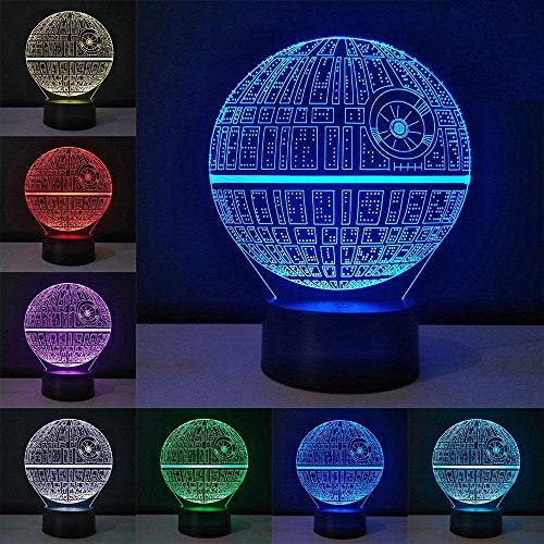 Death Star Smart APP Control Star Wars 3D Illusion Night Light Bluetooth,Music,7&16M Color Mobile App,Can be personalised