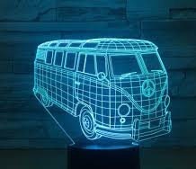 VW Camper Van Bus Personalized 3D Illusion Smart APP Control 3D Illusion Night Light Bluetooth,Music,7&16M Color Mobile App,Made in UK