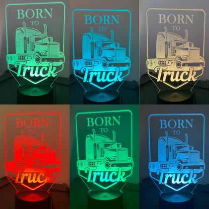 Born to Truck  3D Illusion Smart APP Control 3D Illusion Night Light Bluetooth,Music,7&16M Color Mobile App,Made in UK