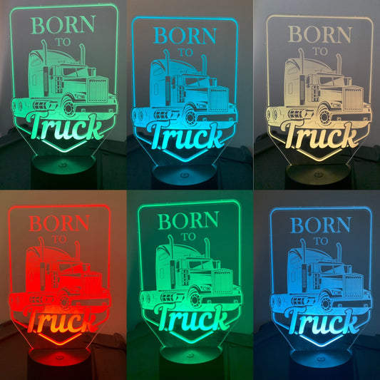 Born to Truck  3D Illusion Smart APP Control 3D Illusion Night Light Bluetooth,Music,7&16M Color Mobile App,Made in UK