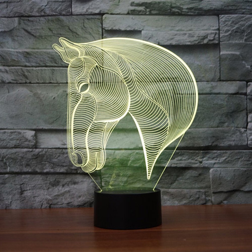 Horse Head  3D Illusion Smart APP Control 3D Illusion Night Light Bluetooth,Music,7&16M Color Mobile App,Made in UK