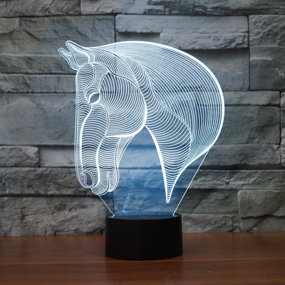 Horse Head  3D Illusion Smart APP Control 3D Illusion Night Light Bluetooth,Music,7&16M Color Mobile App,Made in UK