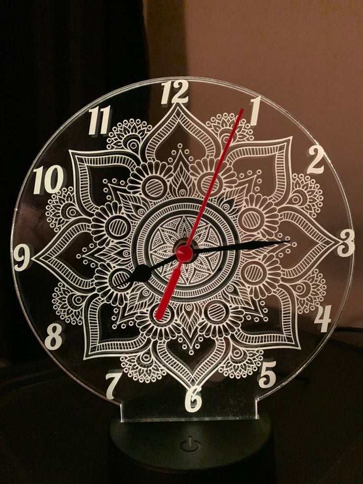 Mandala Real Clock  3D Illusion Smart APP Control 3D Illusion Night Light Bluetooth,Music,7&16M Color Mobile App,Made in UK