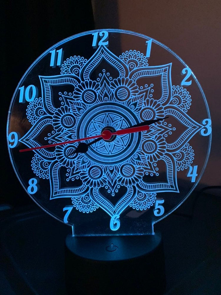 Mandala Real Clock  3D Illusion Smart APP Control 3D Illusion Night Light Bluetooth,Music,7&16M Color Mobile App,Made in UK